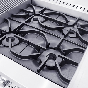 Estufa de Gas de Alta Calidad de 72 Pulgadas con 4 Quemadores Abiertos, Plancha Plana de 24 Pulgadas, Salamandra, Freidora Individual de Canasta Profunda y Asador de 12 Pulgadas - Product Image 6