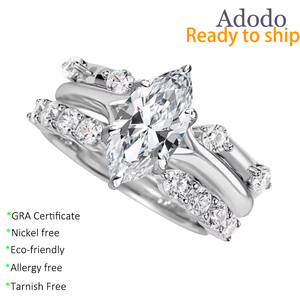 Anillo de Compromiso de Plata de Ley 925 con Diamante Moissanita Corte Marquesa, Joyería Fina Personalizada en Oferta - Product Image 1