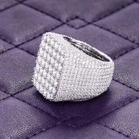 GRA Bague en argent sterling 925 Hip Hop Iced Out Bling Cluster VVS Moissanite D Color Passes Diamond Tester Gift