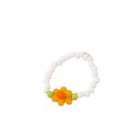 Bague populaire en perles de verre, motif floral tricoté coloré, pour l'index féminin