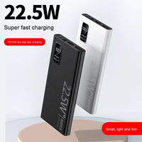 Vente en gros 10000mAh Ultra Slim Fast Charging Power Bank avec affichage numérique 20W Sortie LI-Polymer Batterie pour téléphone