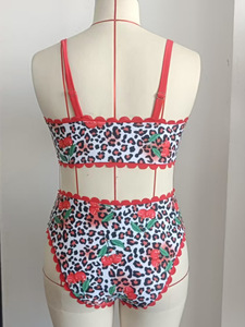 Women's Leopard String Bikini Set two piece leopard bikini set for curvy women leopard print swimwear bikini top for women - Product Image 5
