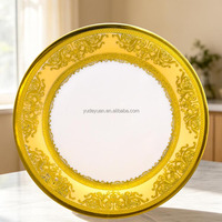 Service de table en céramique réutilisable 24 pièces, bord doré, vaisselle en porcelaine, durable, résistant à la chaleur, comprend assiettes et bols, luxe pour la maison