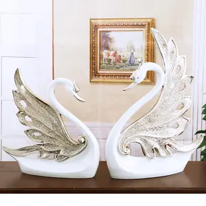 Estatuas de resina para decoración de escritorio, cisne para decoración del hogar, precio de fábrica