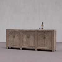 Buffet de salle à manger rustique en bois massif, style campagne française, 6 portes, écologique, durable, fait main, finition naturelle vieillie