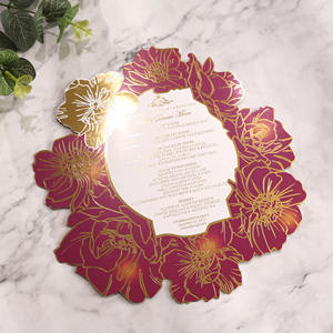 Cartes de <span class=keywords><strong>menu</strong></span> en papier pailleté de grande taille avec motif de fleurs de cerisier, rose, pour hôtel, réception de mariage - Product Image 5
