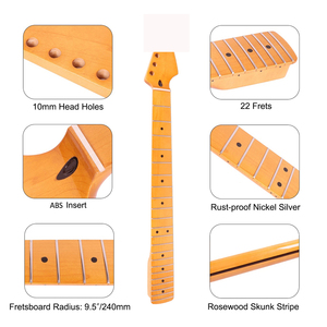 Manche de guitare TL 22 frettes en érable inversé, finition teinte vintage, pour gaucher - Vente flash - Product Image 4