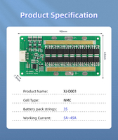 Carte PCBA XJ BMS Lifepo4 3S 45A 12V pour la protection de l'équilibrage de la batterie pour les petits outils électriques DIY
