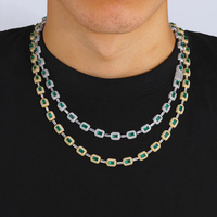 Collier chaîne en argent sterling 925, style hip-hop, pour homme, avec maillons brillants en moissanite VVS et pavé de diamants émeraude, pour femme, bijoux.
