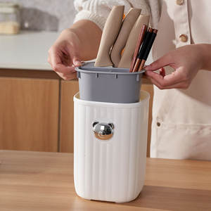 Escurridor de Cuchillos Cuadrado con Tapa Abatible, de Plástico PP, Multifuncional, para Almacenamiento en la Cocina - Product Image 2