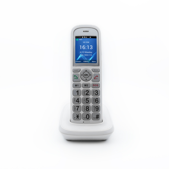 Sasincomm S08 Big Button 2.4" Display 3-Line Dual-SIM Cordless WiFi SIP 4G LTE VoIP Phone with TCP/UDP Network for Elderly