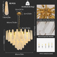 Lustre LED moderne et luxueux en cuivre à hauteur réglable, suspension en albâtre pour hôtel, îlot de cuisine, salle à manger, chambre à coucher