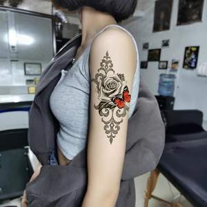 Tatuaggio con manica larga impermeabile adesivo per tatuaggio temporaneo rosa donna uomo ragazza pieno fiore Body Art <span class=keywords><strong>Tatoo</strong></span> - Product Image 5