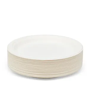 새로운 도착 compostable 식기 사탕 수수 bagasse 펄프 종이 접시 생분해 성 일회용 식기 세트