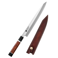 Couteaux de cuisine en acier en poudre M390, couteau à sashimi japonais avec manche en bois de fer du désert d'Amérique du Nord