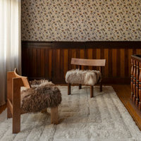 Fauteuil lounge en bois massif pour hall d'hôtel nordique, mobilier d'intérieur, salon, petit fauteuil d'appoint en peau de mouton de Mongolie pour chambre à coucher