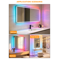 Penjualan Panas Saklar Sensor Sentuh Cermin RGB Multi-Warna DC12V 72W dengan Remote Nirkabel RF untuk Pencahayaan Cermin Kamar Mandi.