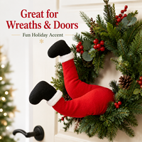 Décoration de Noël en peluche rouge et verte en forme de jambes de Père Noël, à suspendre pour arbre de Noël, porte, cheminée, maison, fête, tendance