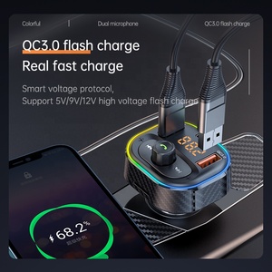 Chargeur de voiture QC 3.0 Type-C PD20W, <span class=keywords><strong>adaptateur</strong></span> de charge rapide, lecteur MP3, émetteur FM, récepteur audio, chargeur de téléphone portable - Product Image 3