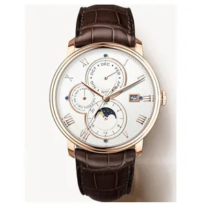 Custom Stainless Steel Case Calendar 24 Hour Show Moon Phase Men's Automatic Mechanical Watch