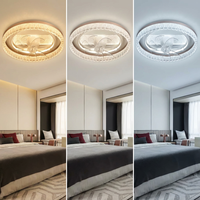 Lámpara LED de Techo Empotrada Premium con Control Remoto, 3 Colores Cambiables, Ventilador Circular de Cristal, Larga Vida Útil
