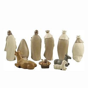 Grande Offerta Set di 10 Presepi in Bianco Crema Set di Natività Natalizia per Interni Scultura Dipinta a Mano in Stock - Product Image 6