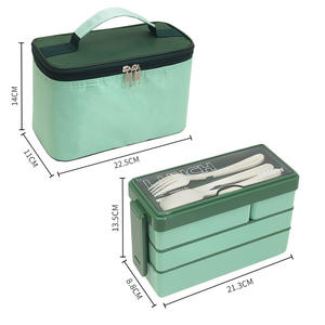 Lonchera Bento de 3 Niveles Todo en Uno, Compartimentos Extraíbles, Apta para Microondas, Recipientes para Preparación de Comidas con Cuchara, Tenedor y Cuchillo para Adultos - Product Image 4