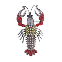 Broche homard écrevisse en pierre de cristal avec queue mobile vie marine crevette langouste bermuda homard broche unisexe en métal