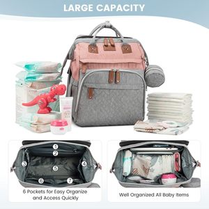 กระเป๋าเป้ใส่ผ้าอ้อมเด็กแบบแฟชั่นสำหรับเดินทาง พร้อมแผ่นรองเปลี่ยนผ้าอ้อมและกล่องใส่จุกนมหลอก  กระเป๋าใส่ผ้าอ้อมเด็กอเนกประสงค์ จำหน่ายจำนวนมาก ตัวอย่างสินค้าฟรี - Product Image 2