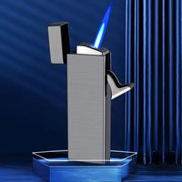 Allume-cigare à flamme bleue à un bouton, fonction d'allumage par pression, anti-chute, robuste, durable, allume-cigare au gaz butane gonflable