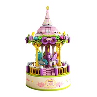 656007-022 Château Musical Rotatif, Boîte à Musique, Jouet de Construction en Briques pour Enfants, Blocs de Construction en Plastique ABS