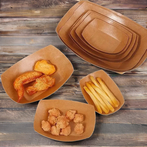 Bandeja Desechable de Papel Kraft para Alimentos, Caja para Papas Fritas, Ensaladas, Galletas, Comida para Llevar, a Prueba de Fugas - Product Image 1