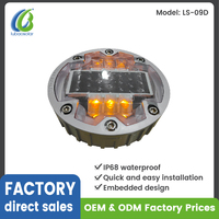 Vente en gros directe usine : Marqueur routier solaire encastré en aluminium LS-09D 143mm IP68, capacité de charge 30 tonnes pour la sécurité routière