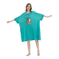 Impression de noël personnalisée été doux Cool écologique respirant surdimensionné long lâche femmes t-shirt de nuit avec poches