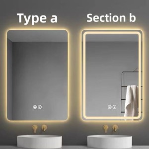 <span class=keywords><strong>Espejo</strong></span> <span class=keywords><strong>de</strong></span> <span class=keywords><strong>Baño</strong></span> Minimalista Moderno con Lentes <span class=keywords><strong>de</strong></span> Vidrio Metálicas Cuadradas, <span class=keywords><strong>Espejo</strong></span> <span class=keywords><strong>de</strong></span> Maquillaje con Tira <span class=keywords><strong>de</strong></span> Luz LED, <span class=keywords><strong>Espejo</strong></span> Antivaho para Colgar en la Pared - Product Image 1