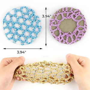 Cubierta de <span class=keywords><strong>moño</strong></span> <span class=keywords><strong>para</strong></span> el cabello hecha a mano con diamantes de imitación, <span class=keywords><strong>moño</strong></span> elástico de ganchillo, redes <span class=keywords><strong>para</strong></span> el cabello - Product Image 5