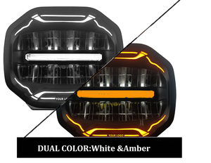 Lampe LED pour <span class=keywords><strong>camion</strong></span> 23000LM 6000K <span class=keywords><strong>super</strong></span> lumineuse 230W 9 pouces, double couleur d'avertissement DRL, ECE R148 R149 R10 pour camions lourds européens - Product Image 2