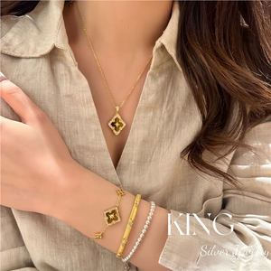 ชุดสร้อยคอและกำไลข้อมือเงินแท้ S925 ชุบทอง ประดับเปลือกหอยมุก สำหรับผู้หญิง สวมใส่ได้ทุกวัน - Product Image 5