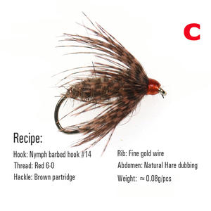 Appât artificiel pour insectes, tête en laiton, <span class=keywords><strong>jig</strong></span> hook, soft-hackle, mouche oreille de lièvre, mouche émergée, nymphe, mouche de pêche à la truite - Product Image 4