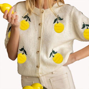 Pull cardigan en tricot décontracté à manches courtes, style doux, nouvelle arrivée printemps-été pour femmes, personnalisable - Product Image 6