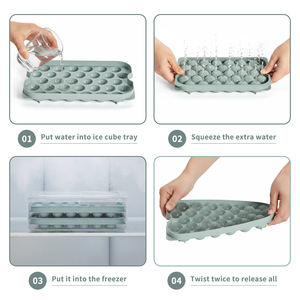 ถาดทำน้ำแข็งก้อนกลมขนาดเล็กสำหรับวิสกี้ ปลอดสาร BPA ถอดออกง่าย พร้อมถังเก็บน้ำแข็ง แบบซ้อนได้ 64 ช่อง ทำจากพลาสติก - Product Image 3