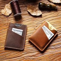 Dompet Pria Kulit Asli Crazy Horse Retro Original Spot Custom, Dompet Pendek Kecil Kasual, Tempat Kartu, Dompet Koin Buatan Tangan