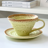 Magnifique ensemble tasse et soucoupe en céramique britannique vintage effet four, idéal pour le café ou le thé au bureau, en stock