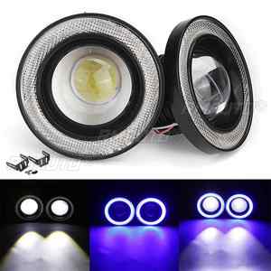 2 Piezas de Luces Antiniebla LED COB Universales de 3.5 Pulgadas y 12 V, Luces de Conducción DRL con Ojos de Ángel para Automóvil, Lámpara Antiniebla de 30 W, Blanca, Amarilla y Azul - Product Image 2