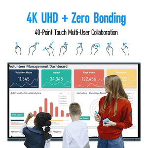 Tableau blanc <span class=keywords><strong>interactif</strong></span> 4K UHD de 55 pouces, écran tactile intelligent à 40 points, écran plat <span class=keywords><strong>interactif</strong></span>, Android 14 pour le bureau - Product Image 2