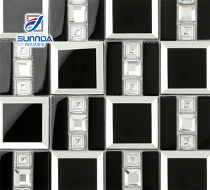 Хорошее качество, лидер продаж, цветная стеклянная мраморная мозаика для кухни, ванной комнаты, плитка 24x24, декоративная каменная Золотая мозаика - Product Image 3