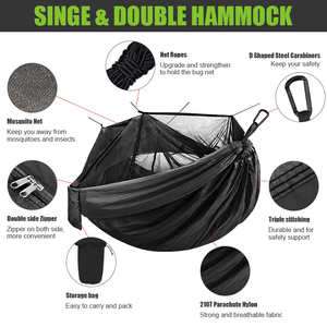 210t Nylon Portable 2 Person Outdoor Parachute <strong>Hammock</strong> <strong>With</strong> Mosquito <strong>Net</strong> and Rain Fly - Product Image 2