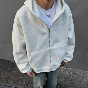 Fournisseur de sweats à capuche unisexes OEM pour hommes, en coton 600 GSM, doublés en polaire Sherpa, épais, effet vieilli, vierges, simples, propres, zippés, personnalisables, échantillons disponibles - Product Image 3