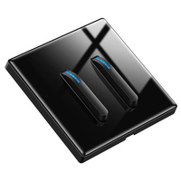 Autobloquant transfrontalier pour interrupteur moderne intelligent Panneau de boutons à clé noire Lumière LED Dissimulée Maison Hôtel Maison Prise Trempé