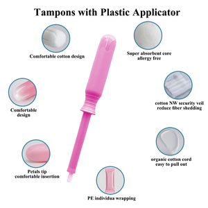 Tampons jetables en coton biologique de taille compacte pour femmes, avec applicateur lisse et arrondi pour un confort optimal, hygiène féminine - Product Image 3